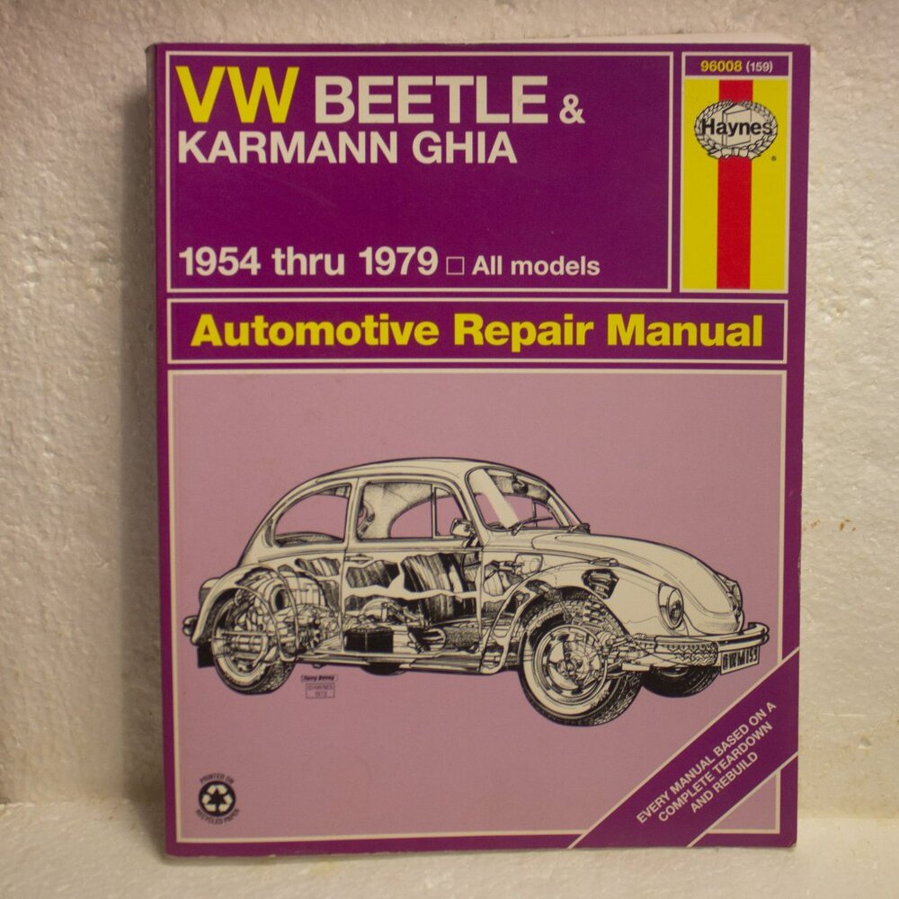 Vintage Haynes Automotive Repair Manual Volkswagen Beetle and Karmann Ghia 54-79